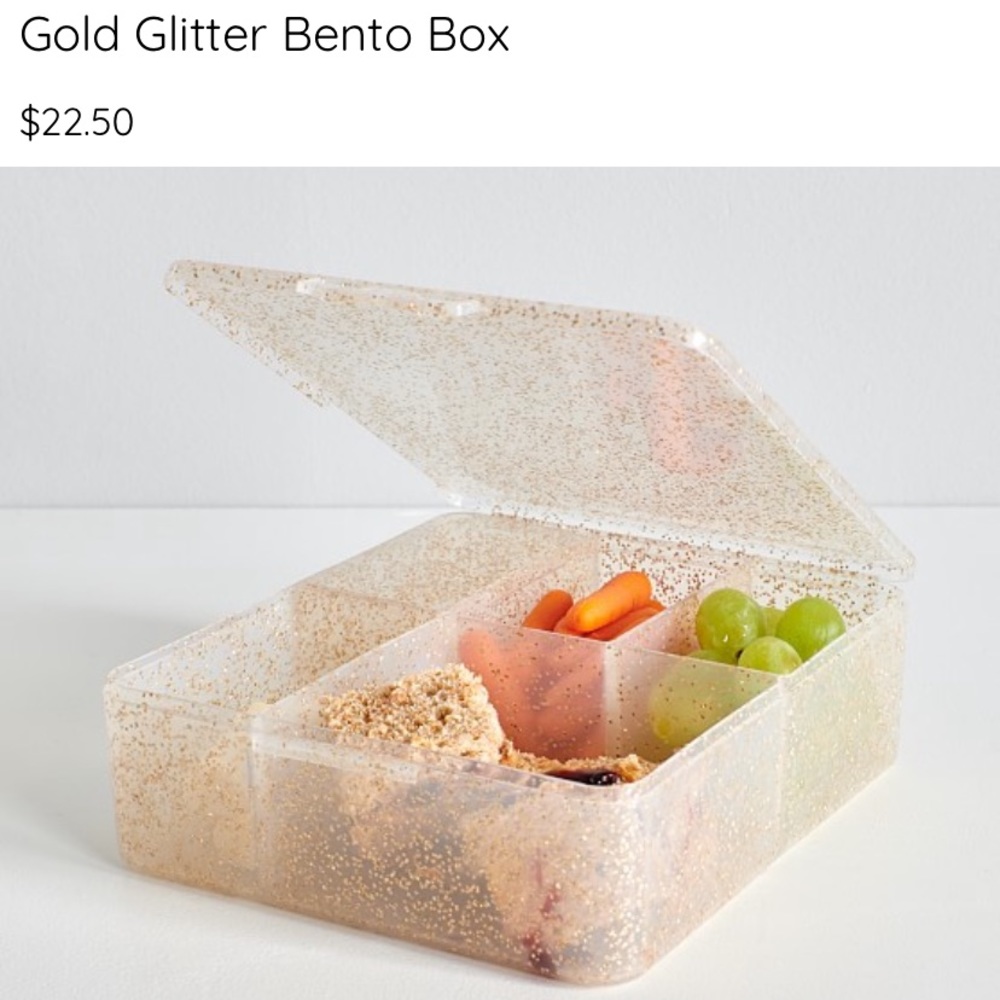 Two Pottery Barn Glitter Bento Boxes